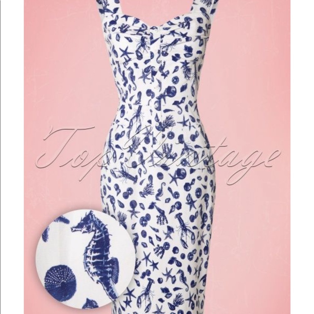Collectif seashell print pencil dress.